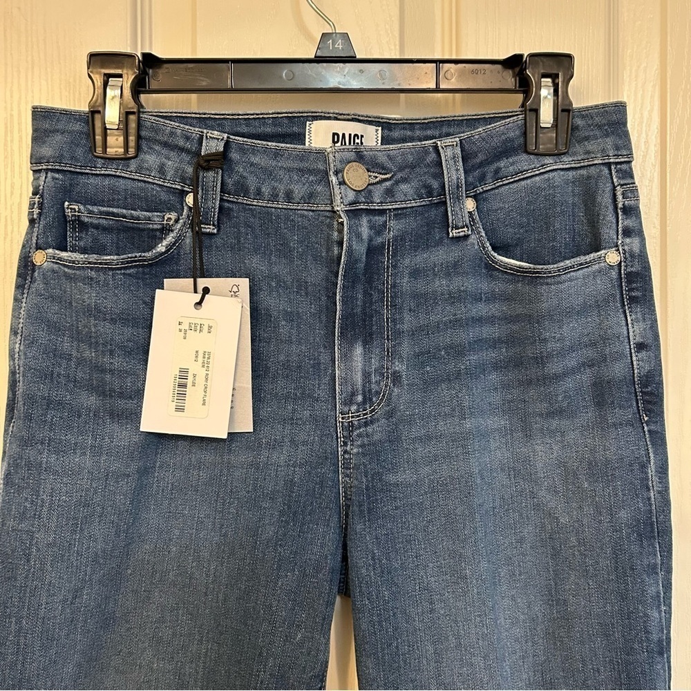 Paige Rory Crop Flare Raw Hem Denim Jeans in Zaylee Size 28 - Picture 4 of 10